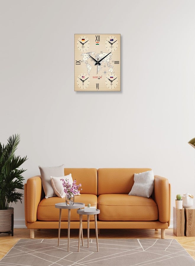 راندم ساعة حائط عالمية بحركة صامتة عشوائية مع مناطق زمنية مختلفة للمنزل/غرفة المعيشة/غرفة النوم/المكتب/المتاجر/قاعة الطعام، ساعة أنيقة - متعددة - 9351 - Image 2